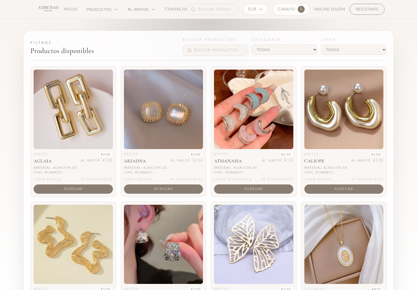Catálogo de accesorios de Athenas Boutique